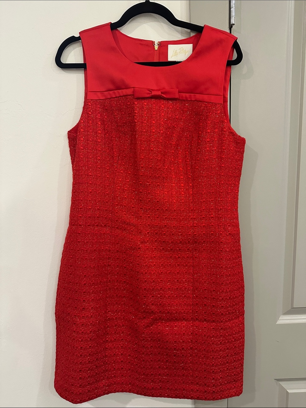 NWT Red Boucle Dress with Bow